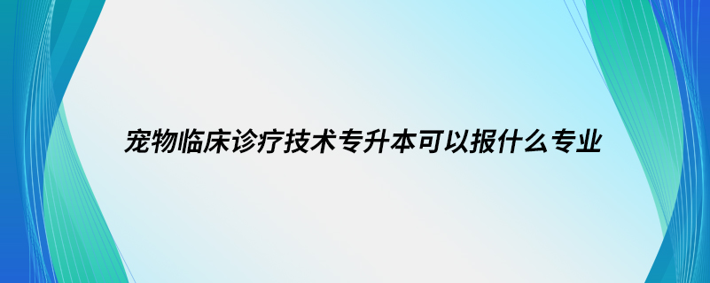 寵物臨床診療技術(shù)專(zhuān)升本可以報(bào)什么專(zhuān)業(yè)