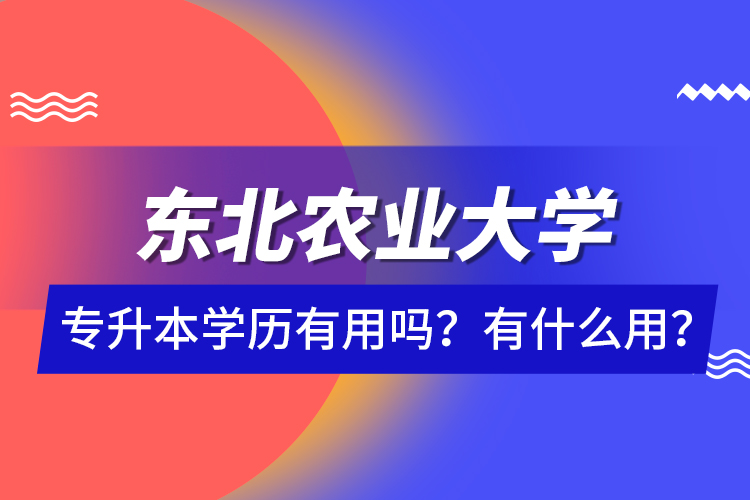 東北農業(yè)大學專升本學歷有用嗎？有什么用？