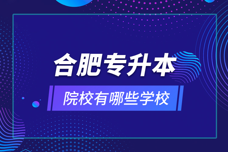 合肥專升本院校有哪些學校？