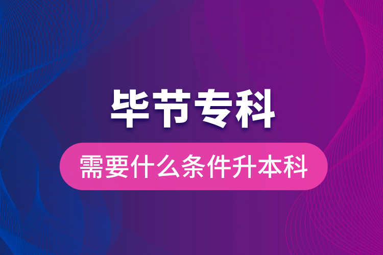 畢節(jié)?？菩枰裁礂l件升本科？