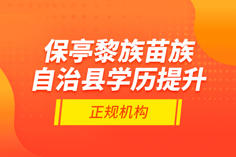 保亭黎族苗族自治縣學歷提升的正規(guī)機構(gòu)